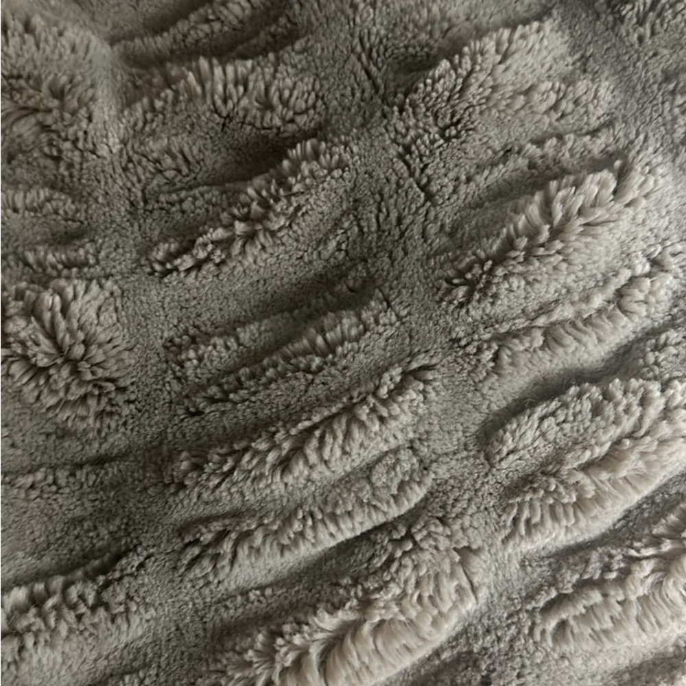 Pottery Barn Faux Fur Ruched Throw, 50 x 60", Gray/Taupe